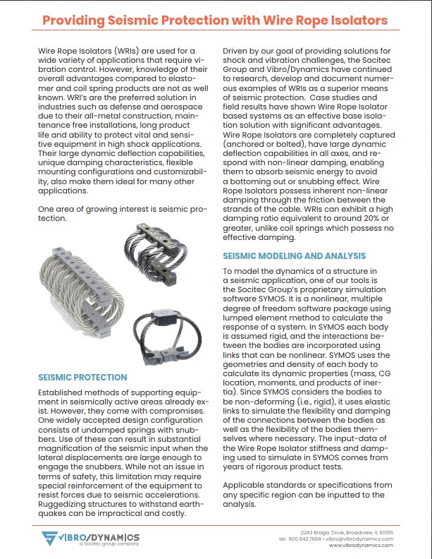 Seismic Protection with Wire Rope Isolators