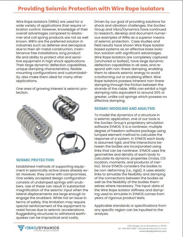 Wire Rope Isolators Provide Superior Seismic Protection